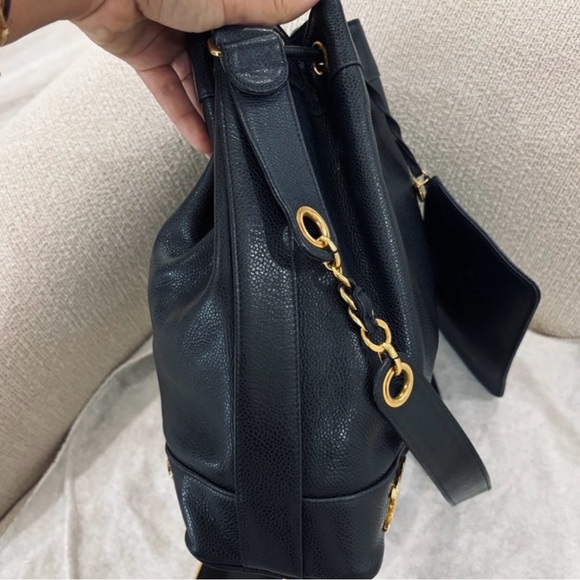 Chanel Caviar leather bucket bag 24K gold plated CC - Picture 8 of 16